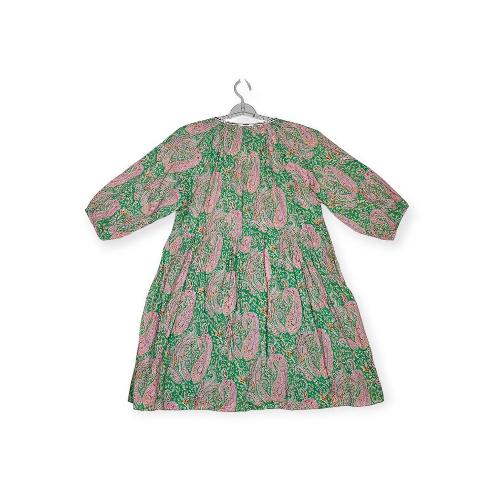 ba&sh Odeon Paisley Print Mini Dress Green Pink Cotton Size 2 - Picture 2 of 10